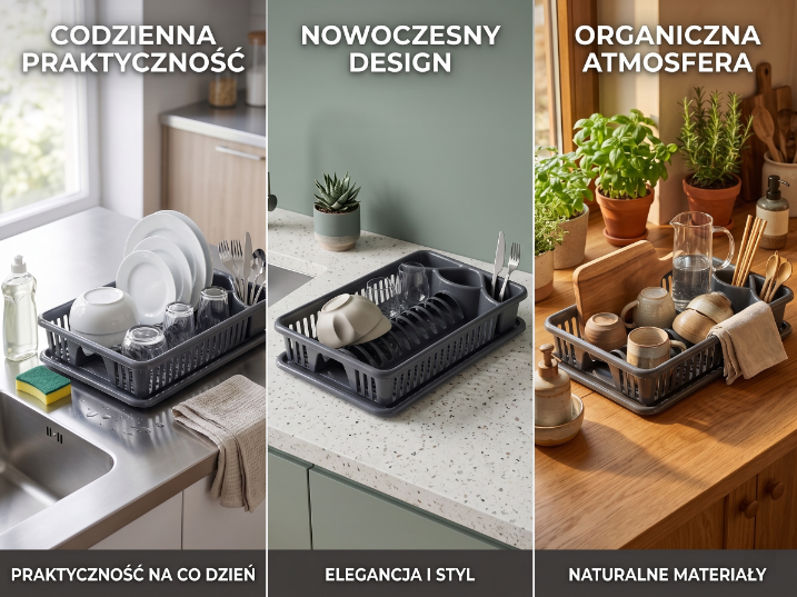 Suszarka do naczyń plastikowa lux ciemny szary