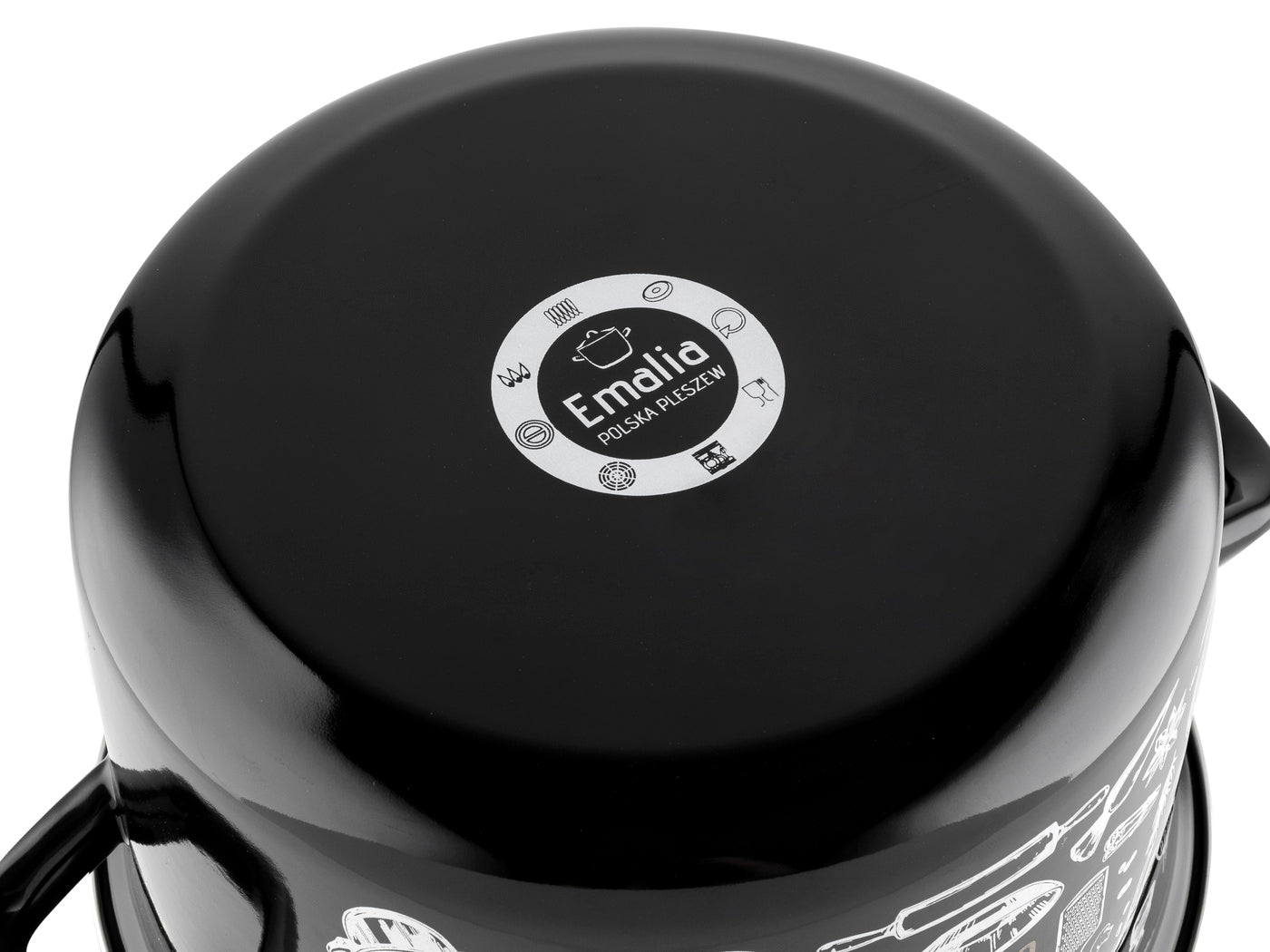 Garnek emaliowany prosty kitchen black 18cm 3l z/p