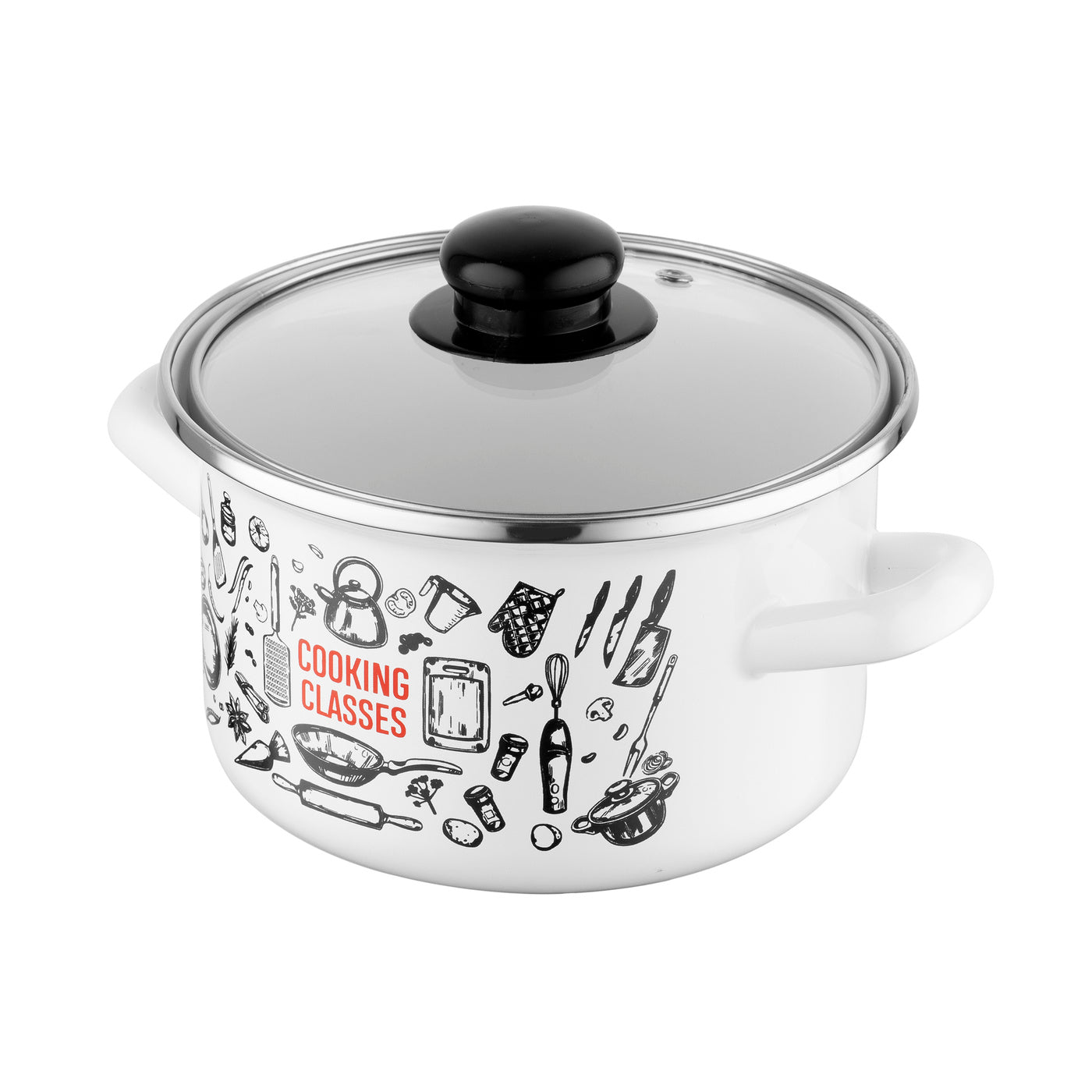 Garnek emaliowany prosty kitchen white 16cm 2,1l z/p