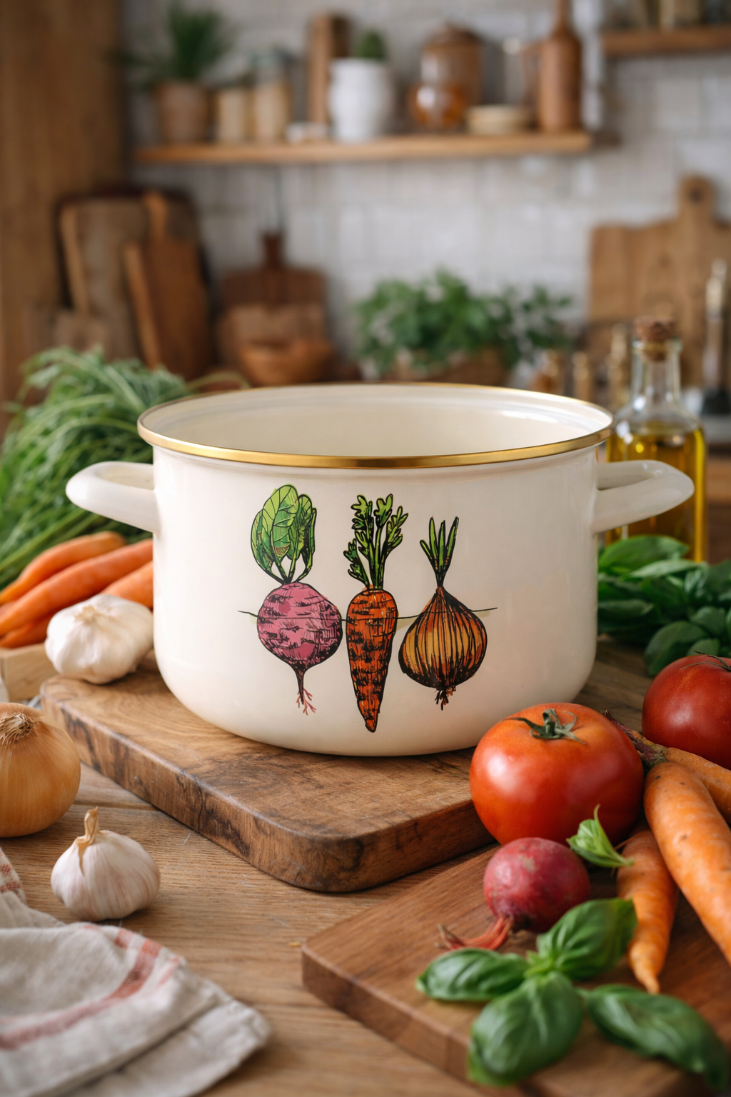 Garnek emaliowany warzywka 22 cm 6l