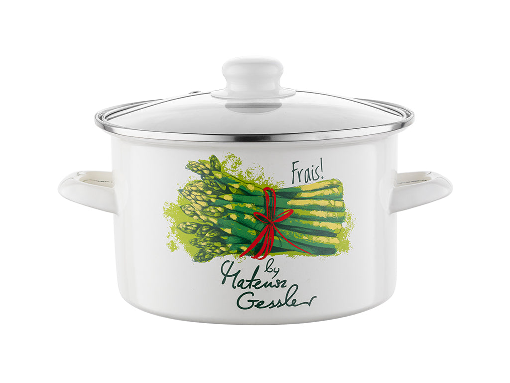 Garnek emaliowany prosty szparagi 16cm 2l z/p mg