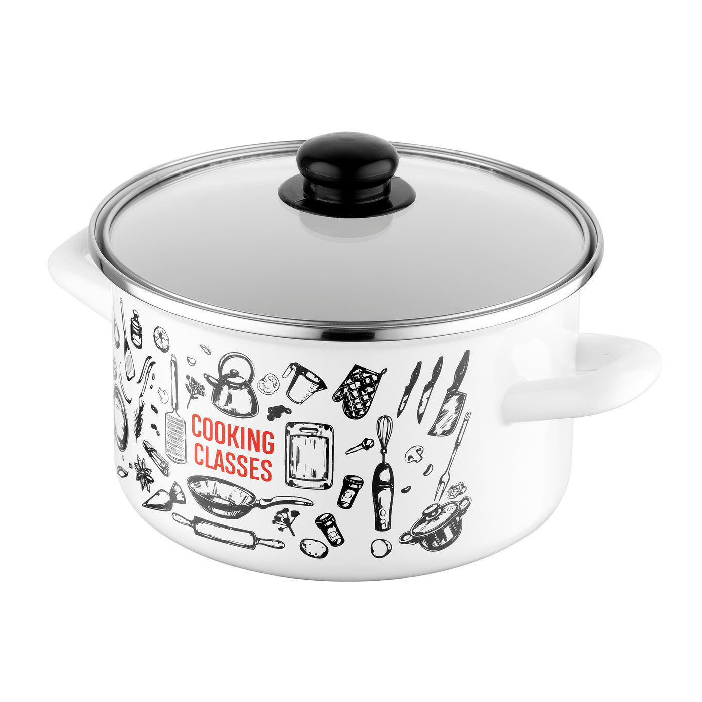 Garnek emaliowany prosty kitchen white 20cm 4,1l z/p