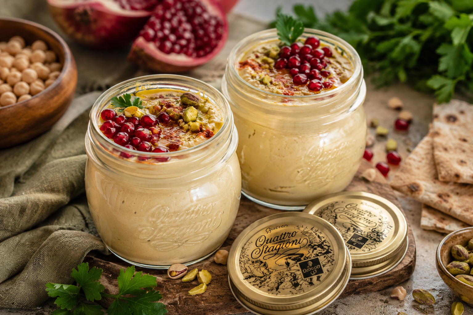 Hummus z pistacjami i granatem
