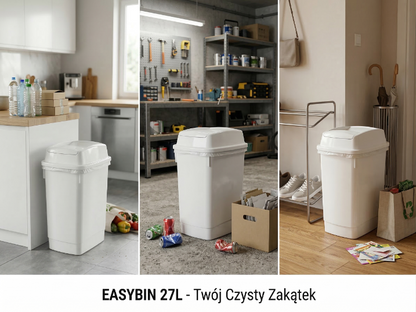 Kosz na śmieci plastikowy easybin 27l biały