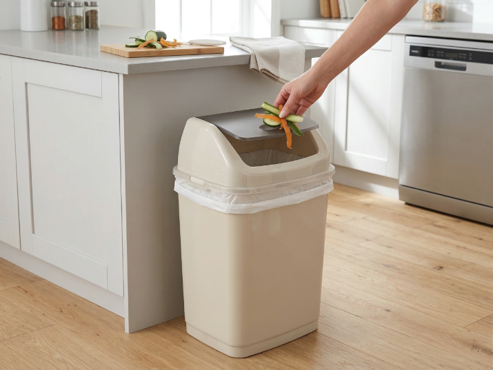 Kosz na śmieci plastikowy binio 50l kremowy