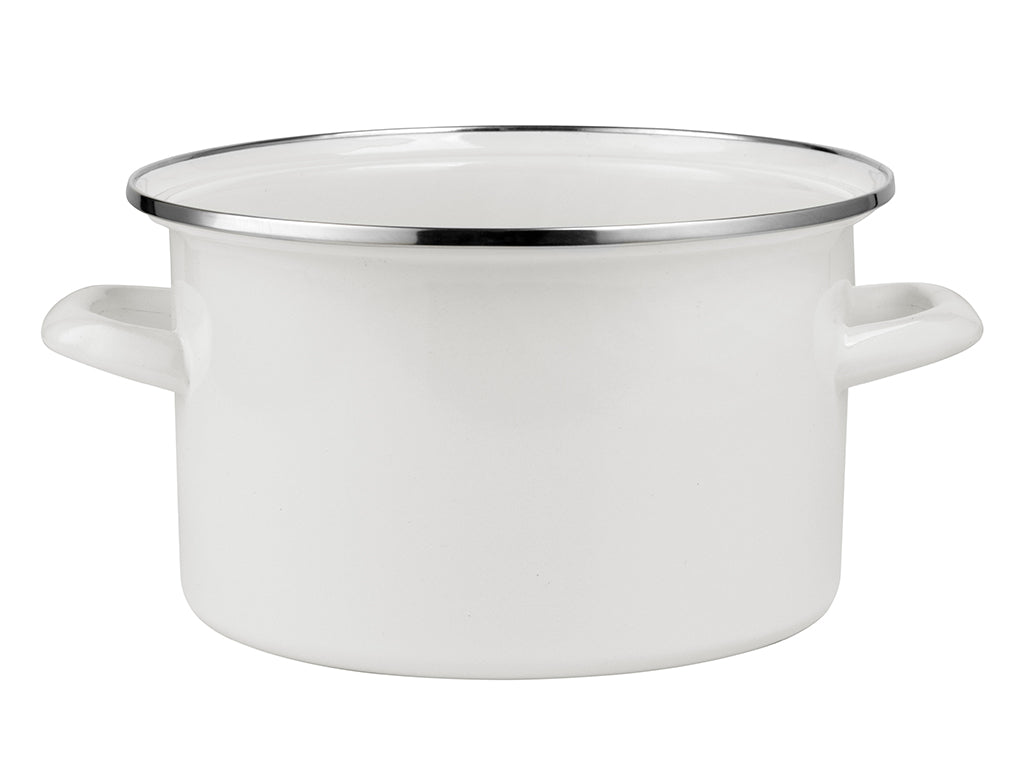 Garnek emaliowany prosty gładki 22cm 5,2l kremowy
