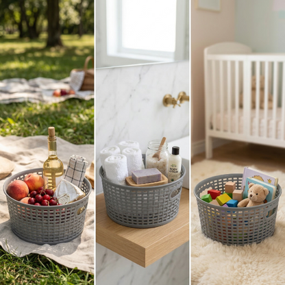 Koszyk rattan okrągły capri 4,5l szary
