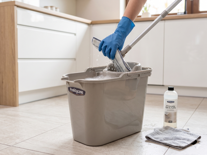 Wiadro plastikowe prostokątne z wyciskaczem 12l jasny szary