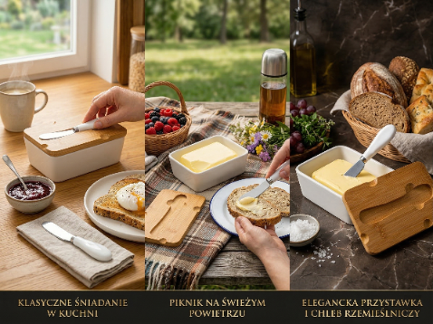 Maselnica z pokrywą i nożykiem adria biała