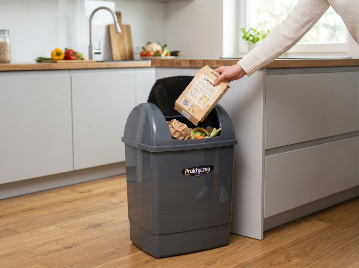 Kosz na śmieci plastikowy klip 26l ciemny szary