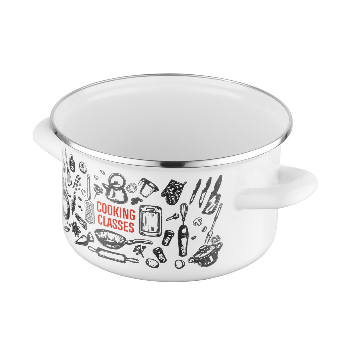 Garnek emaliowany prosty kitchen white 18cm 3l z/p