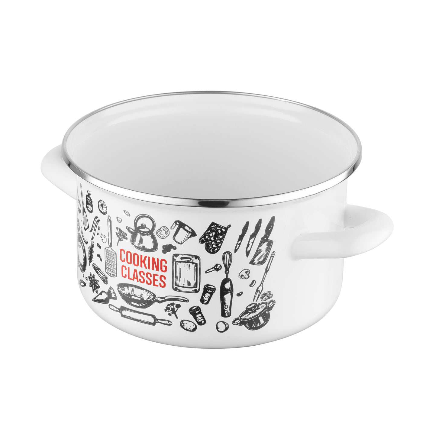 Garnek emaliowany prosty kitchen white 18cm 3l z/p