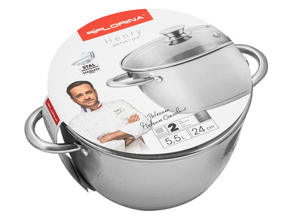 Garnek nierdzewny henry 24cm 5,5l z/p mg