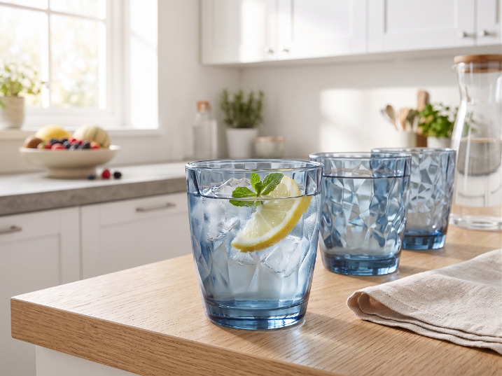 Szklanka diamond do wody 300ml niebieska-borm