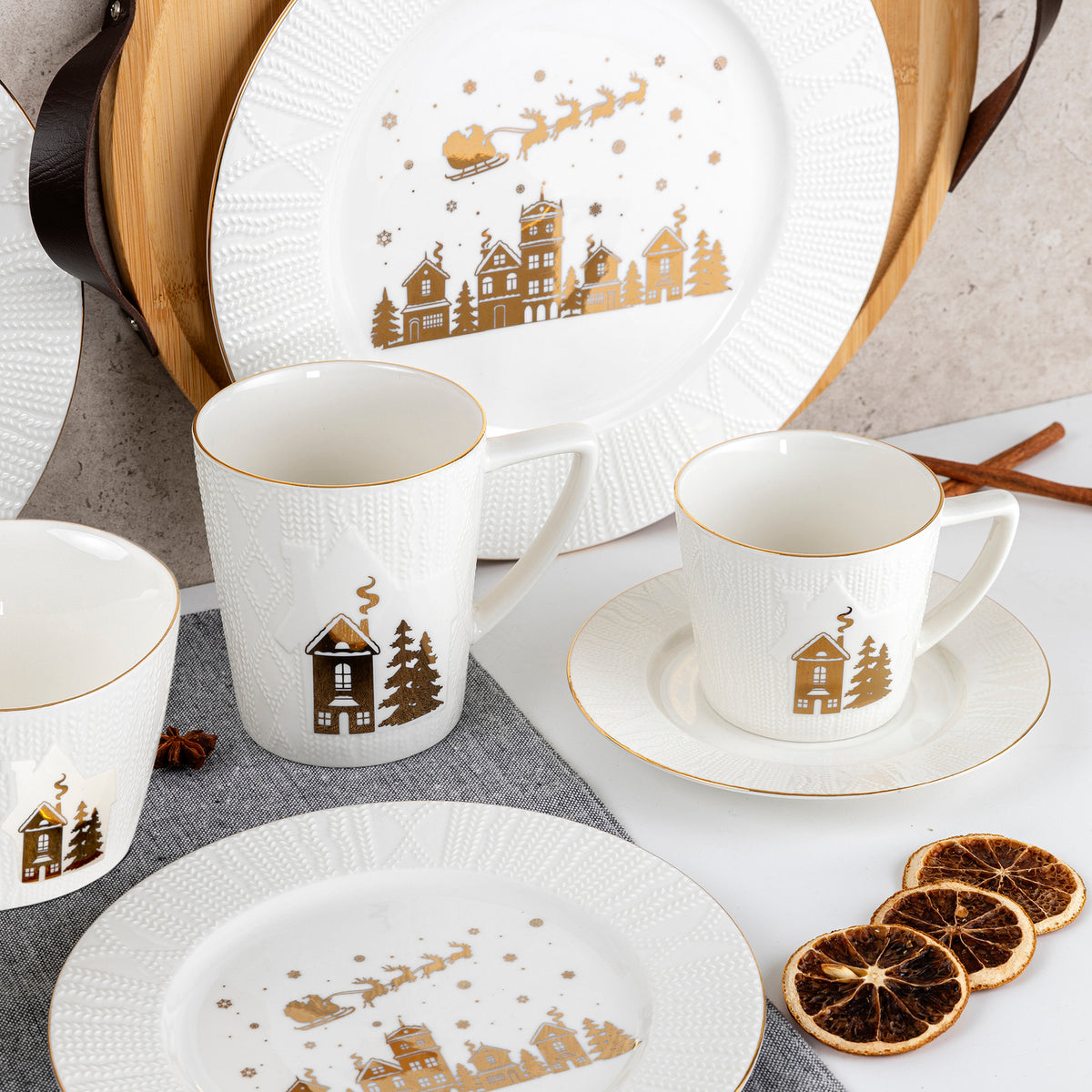 Salaterka Florina Golden Christmas Tree 13 cm porcelanowa świąteczna