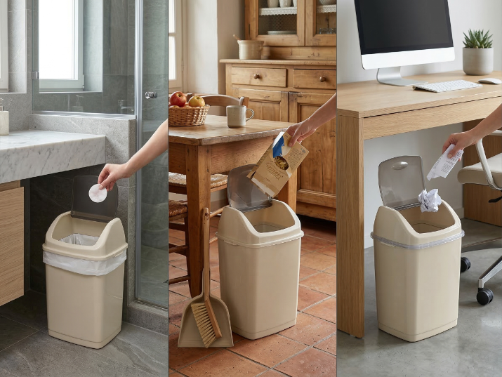 Kosz na śmieci plastikowy binio 35l kremowy