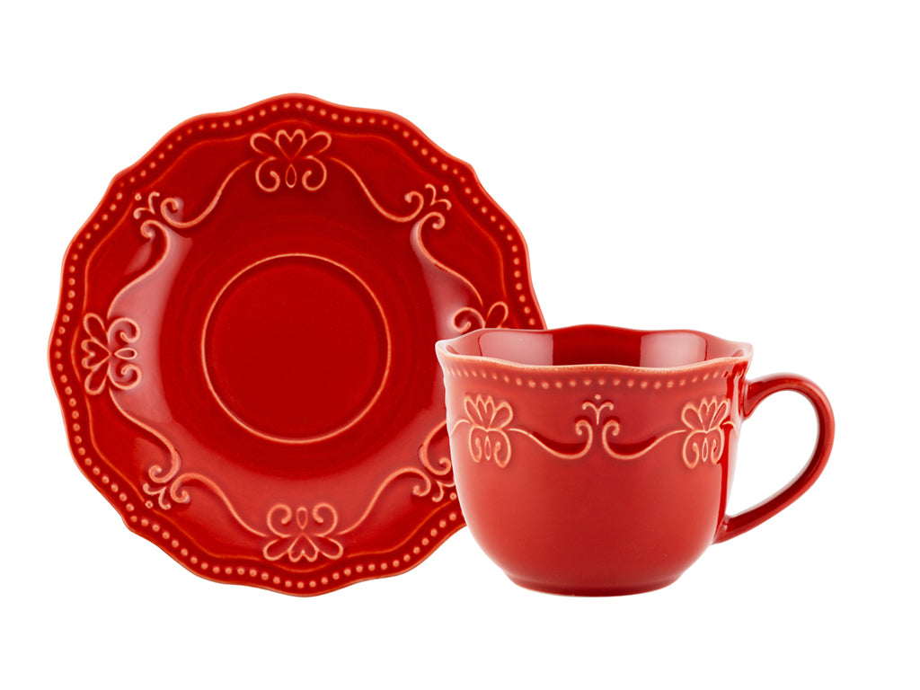 FILIŻANKA ZE SPODKIEM RUSTIC RED 250ML