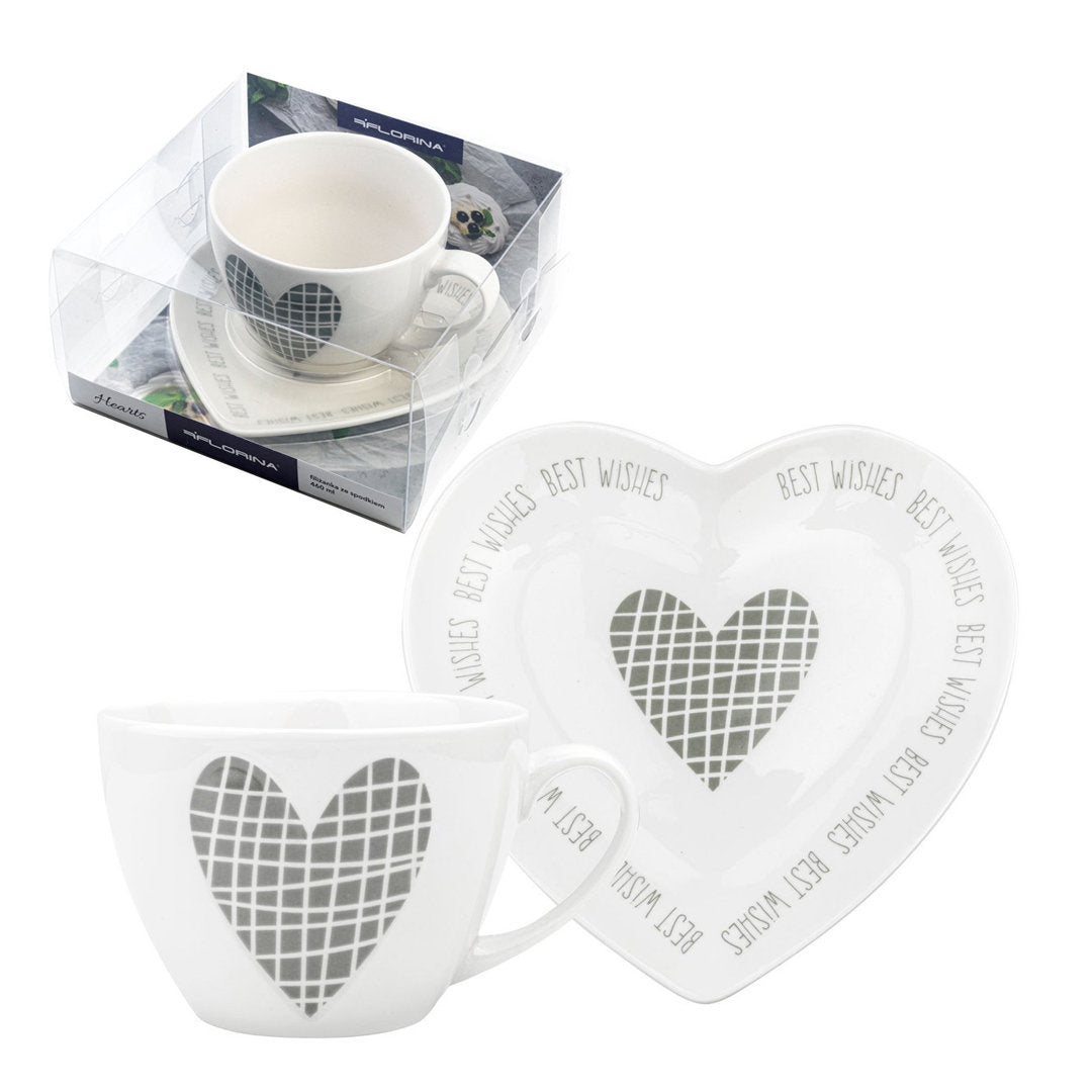 Filiżanka ze spodkiem hearts 460ml