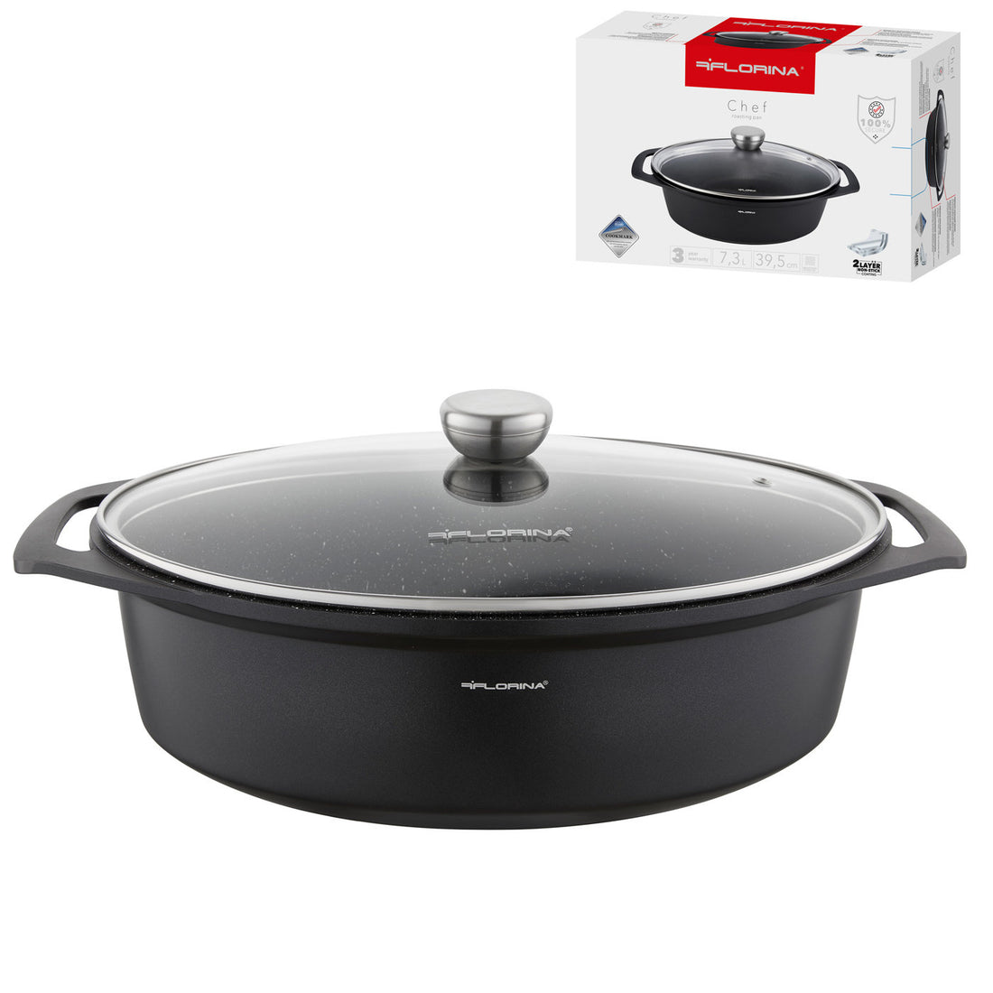 Brytfanna aluminiowa owalna chef 39,5x28,5x12,3cm 7,3l z/p
