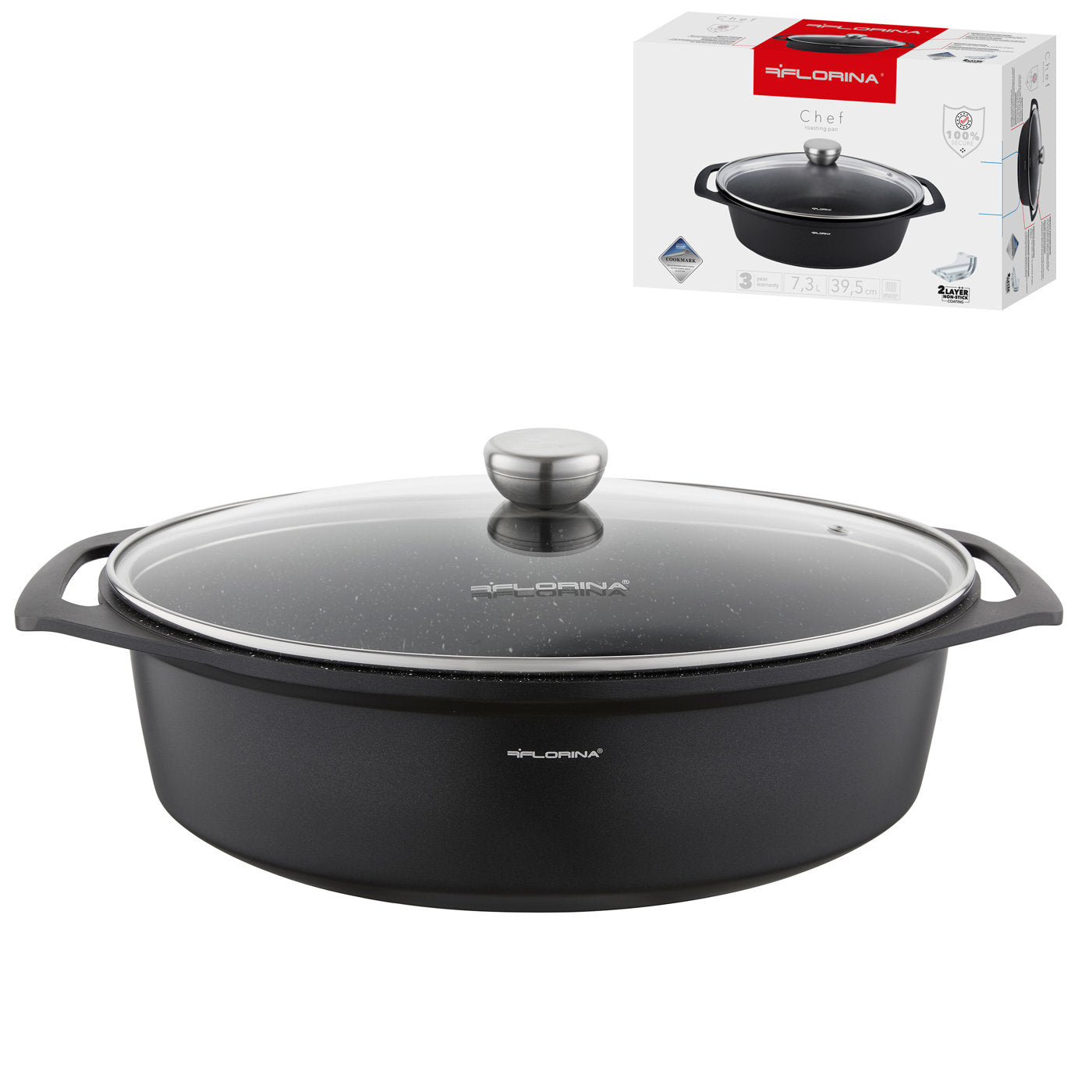 Brytfanna aluminiowa owalna chef 39,5x28,5x12,3cm 7,3l z/p