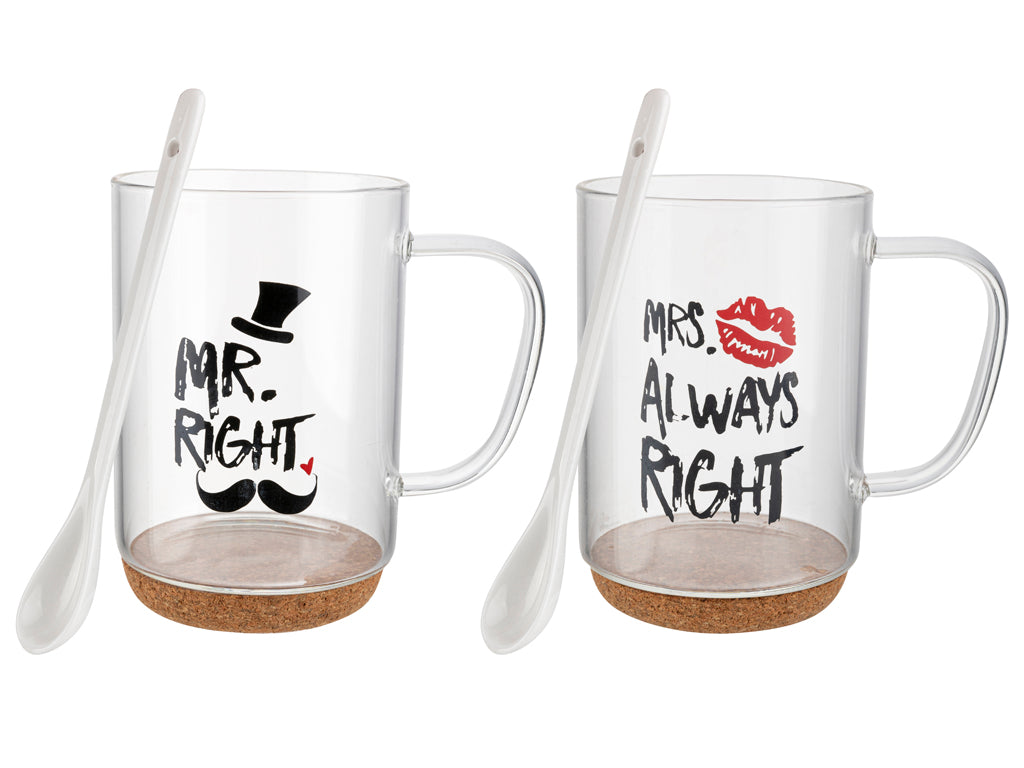 Kubki szklane Mr Mrs Right Florina 380 ml 2 szt. podwójne ścianki