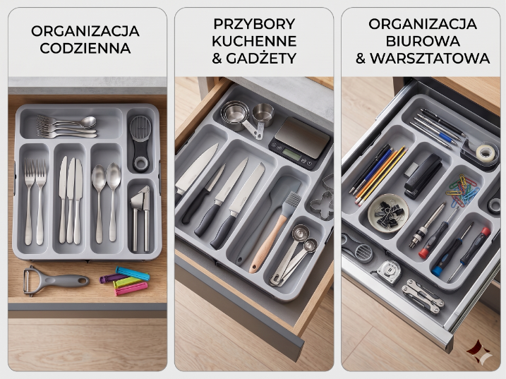 Wkład do szuflady moderna rozsuwany antracytowy
