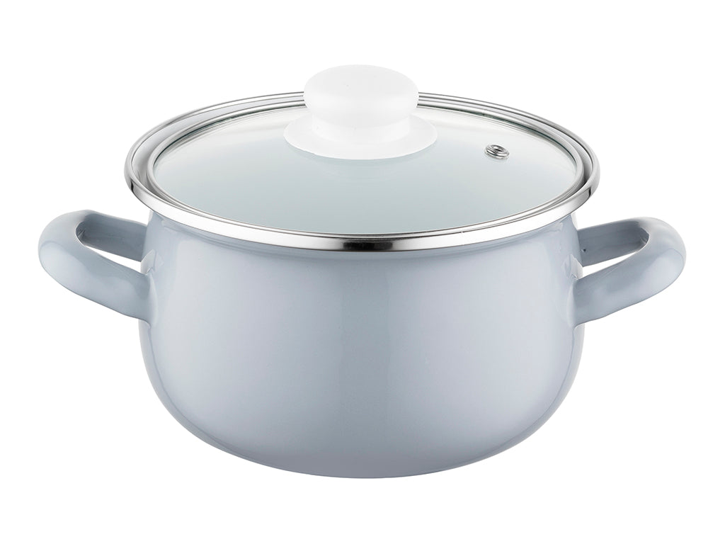 Garnek emaliowany pyza gris 16cm 2,2l z/p szary