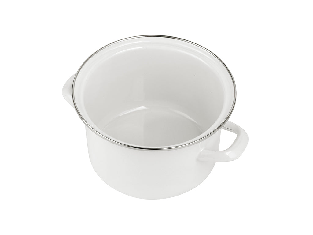 Garnek emaliowany prosty gładki 18cm 3,0l kremowy