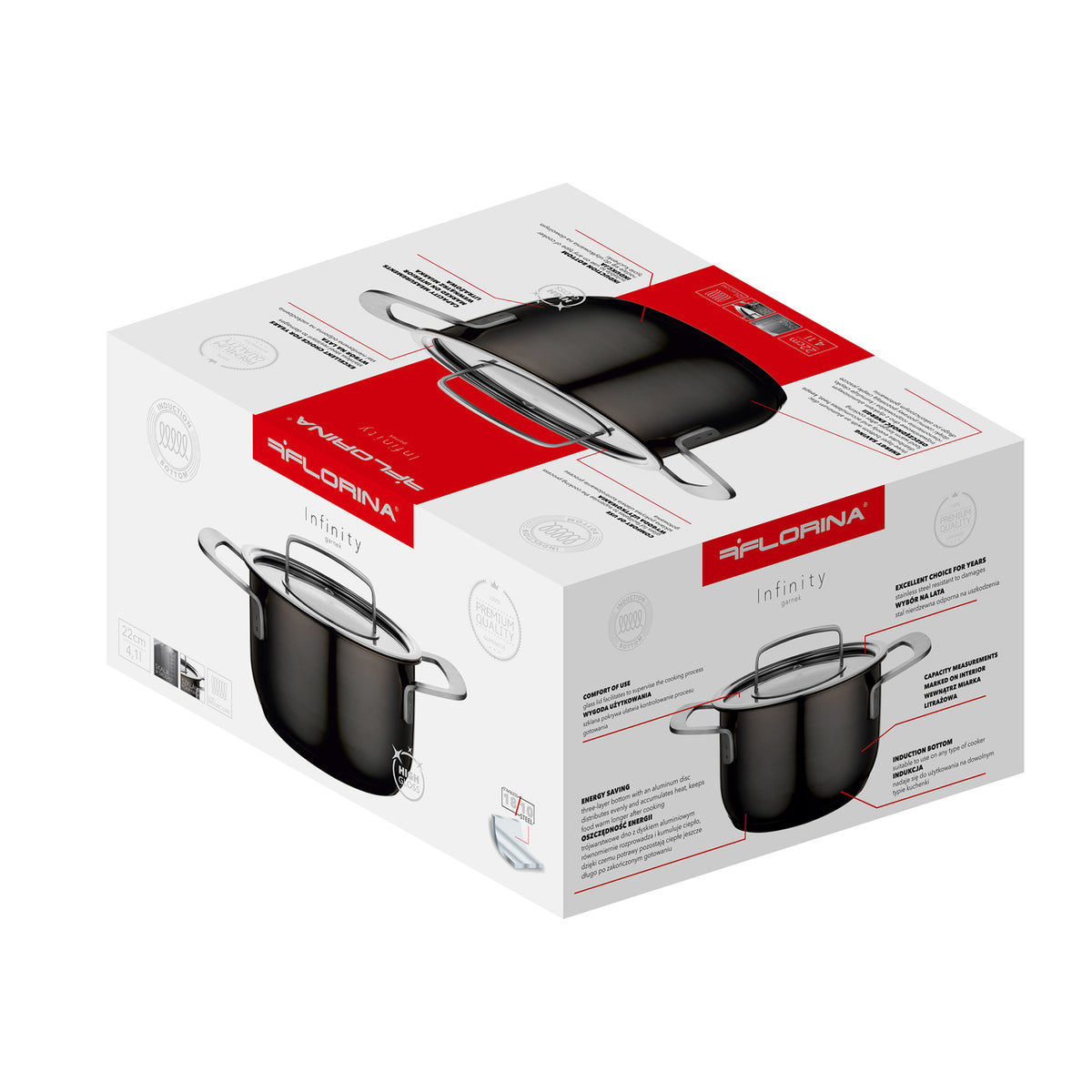 Garnek nierdzewny infinity 22cm 4,1l z/p