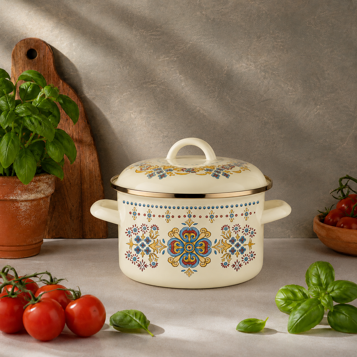 GARNEK EMALIOWANY DOLCE BUENO 16CM 2L Z/P