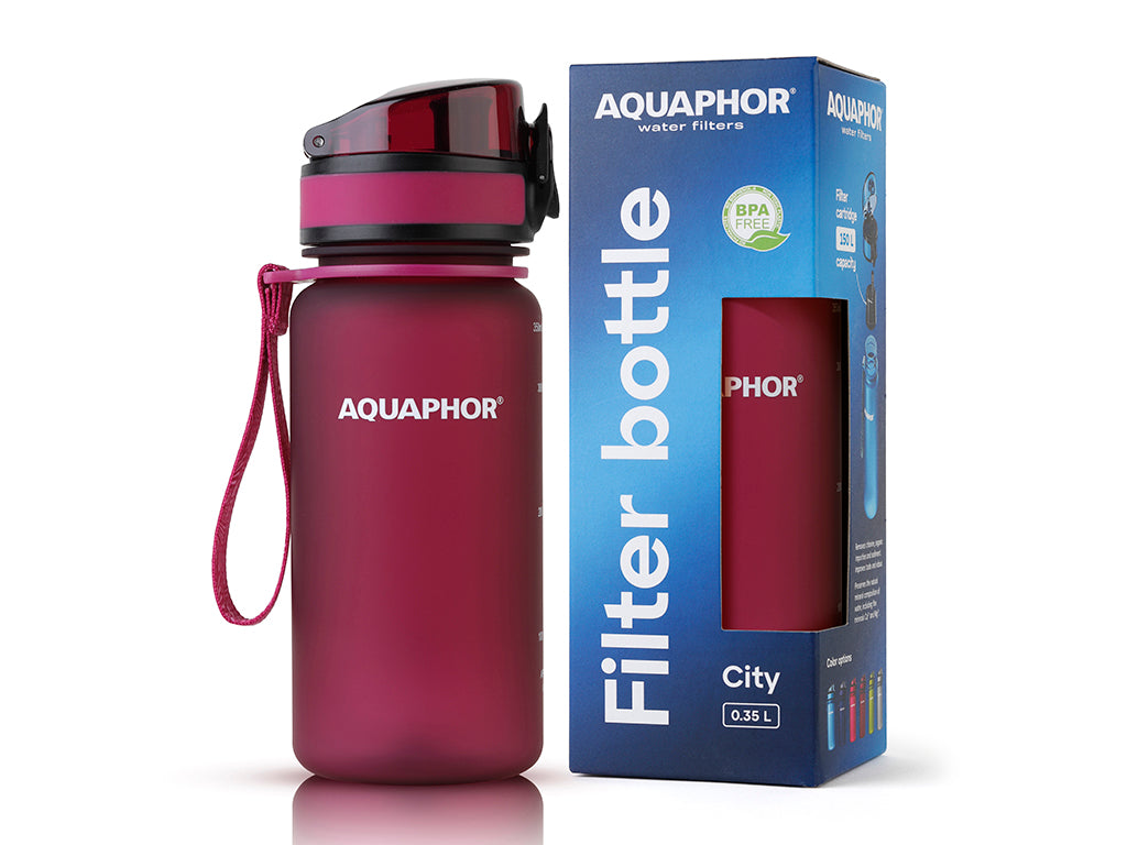 Butelka filtrująca aquaphor city 350ml bordowa -aqu 522905