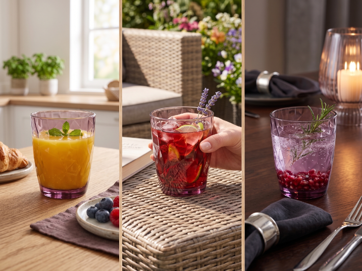 Szklanka diamond do wody 300 ml fioletowa-borm