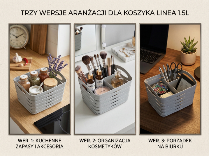 Koszyk plastikowy linea 16x12x11cm 1,5l szary