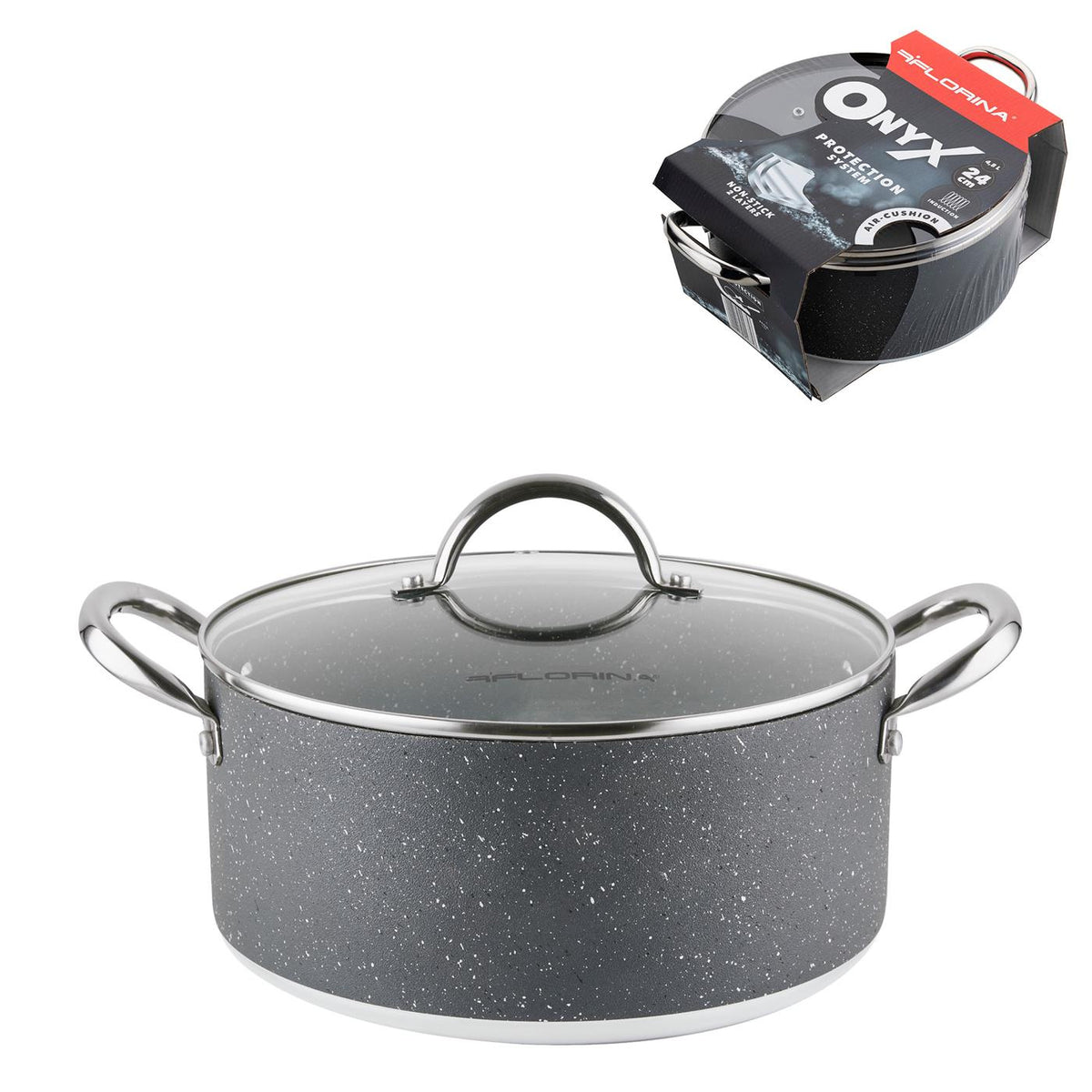 Garnek aluminiowy onyx 24cm 4,8l z/p