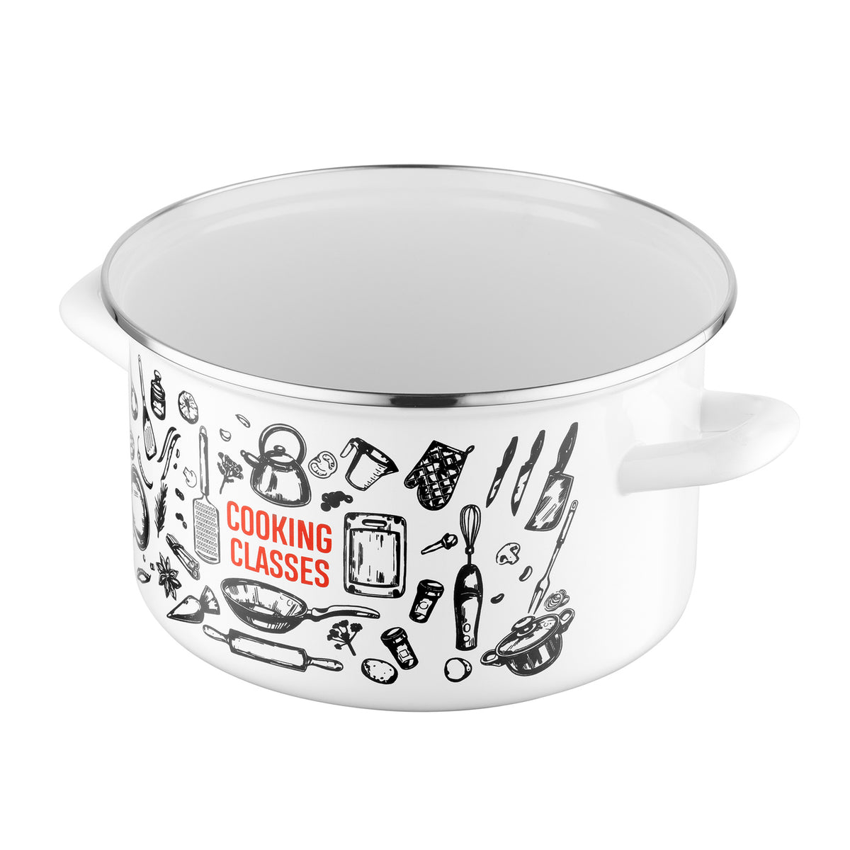 Garnek emaliowany prosty kitchen white 22cm 5,3l z/p