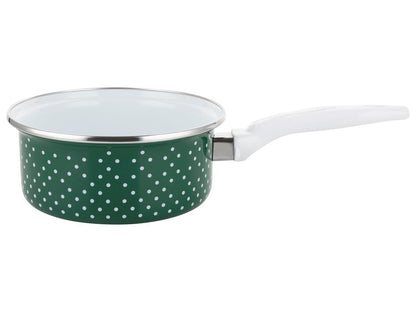 Rondel emaliowany prosty retro 16cm 1,3l zielony