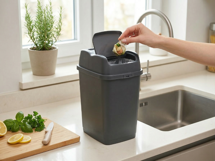 Kosz na śmieci plastikowy zapadowy binio 5l antracytowy