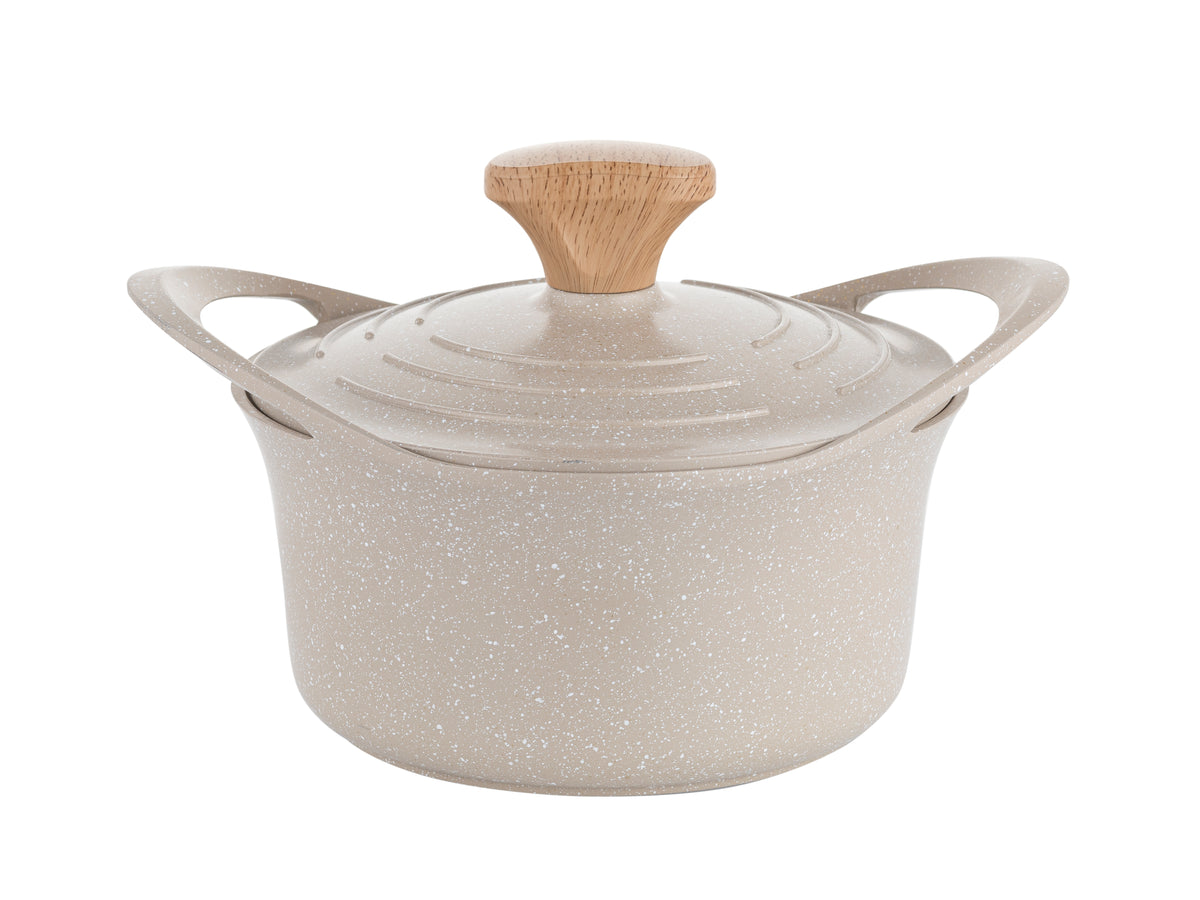 Zestaw 7 elementowy komplet garnków i patelni Florina Oslo kremowy | aluminum | powłoka ceramiczna| wszystkie typy kuchenek