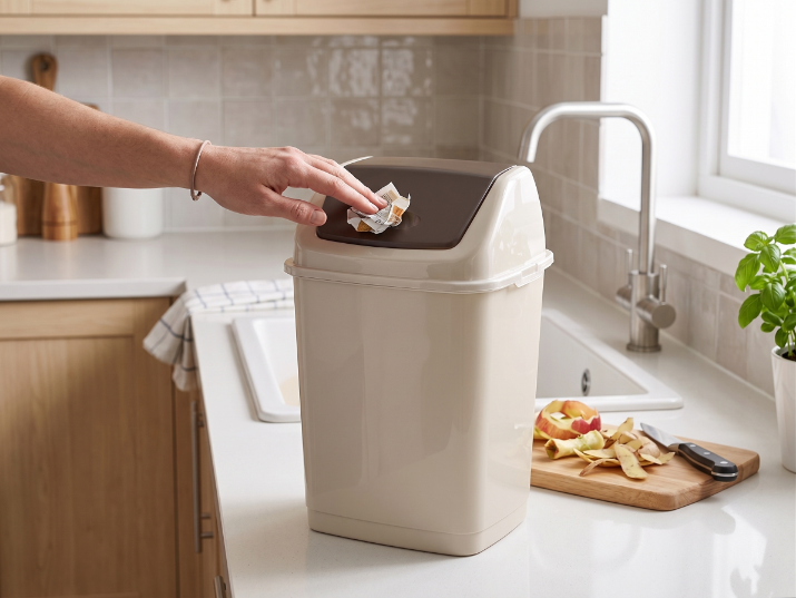 Kosz na śmieci plastikowy binio 5l kremowy