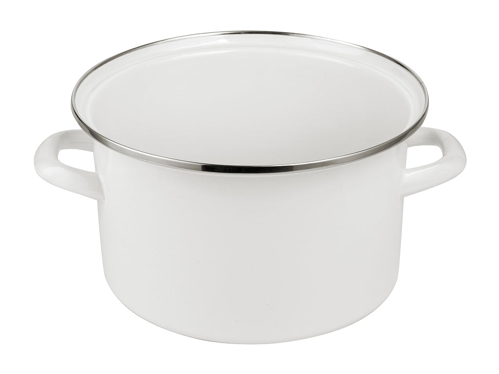 Garnek emaliowany prosty gładki 22cm 5,2l kremowy