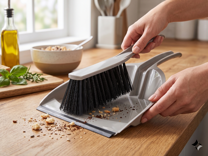 Zmiotka z szufelką plastikowa irys jasny szary
