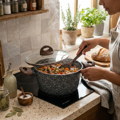 Garnek aluminiowy granite 28cm 6,1l z/p