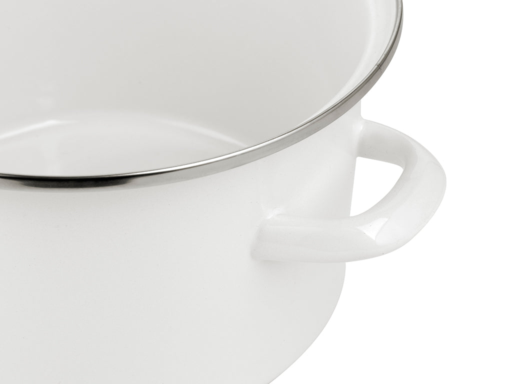 Garnek emaliowany prosty gładki 22cm 5,2l kremowy