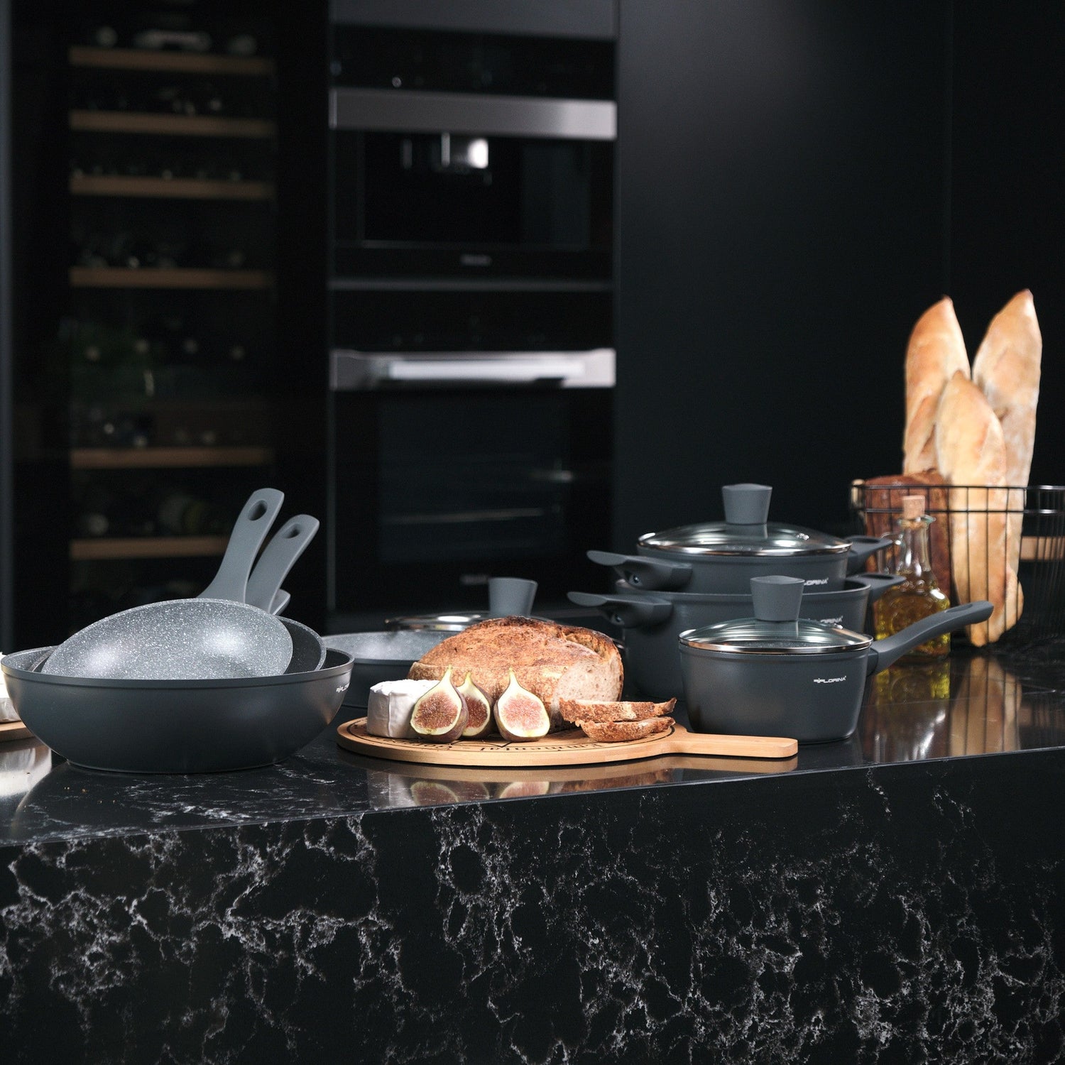 Zestaw 4 elementowy komplet garnków Florina Savoy by Mateusz Gessler ciemny szary| aluminum | powłoka non-stick| wszystkie typy kuchenek