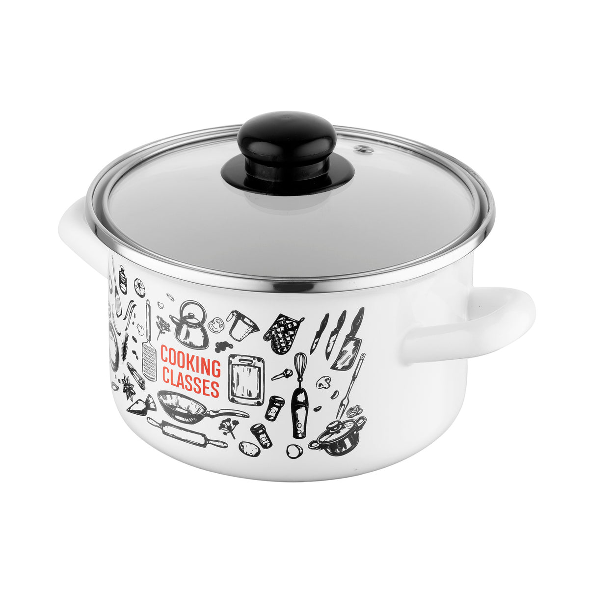 Garnek emaliowany prosty kitchen white 16cm 2,1l z/p