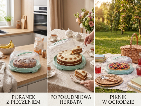Pojemnik na ciasto plastikowy okrągły orio 30cm zielony