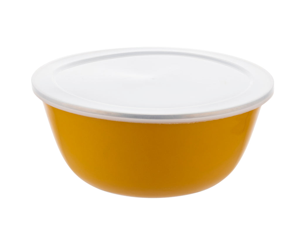 Miski emaliowane z pokrywką 16-20cm pomarańczowe