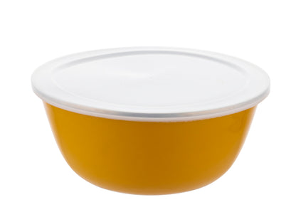 Miski emaliowane z pokrywką 16-20cm pomarańczowe