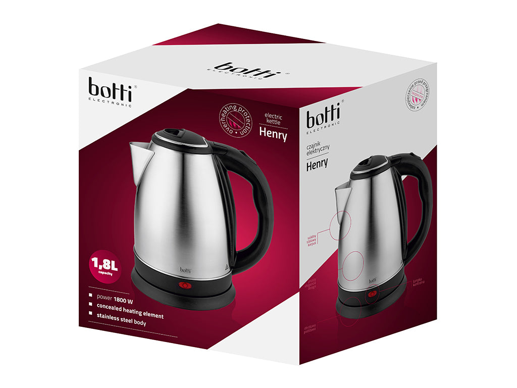 Czajnik elektryczny henry 1,8l inox -botti /xdm-18-18a