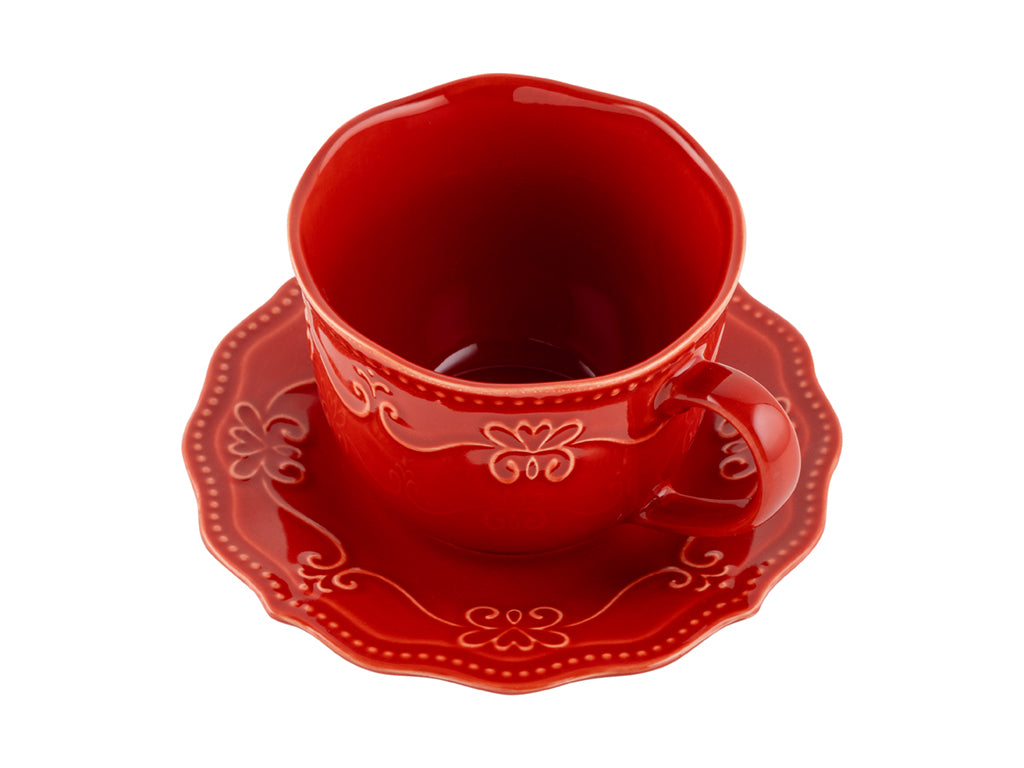 FILIŻANKA ZE SPODKIEM RUSTIC RED 250ML